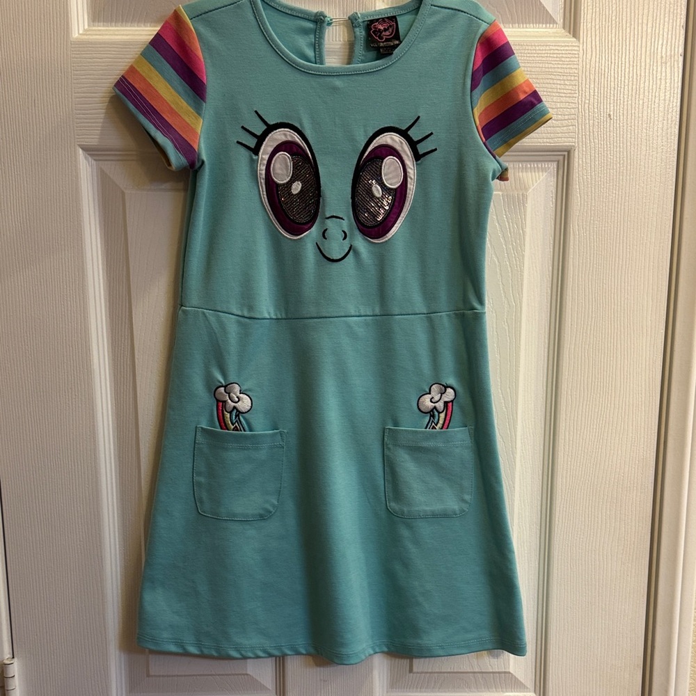 My Little Pony Teal Dress with Rainbow Sleeves